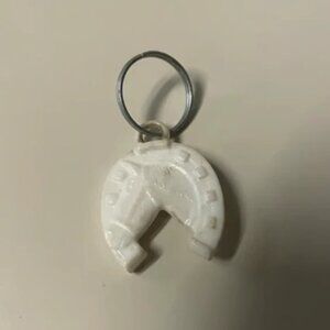 Horse Horseshoe White Vintage Keychain